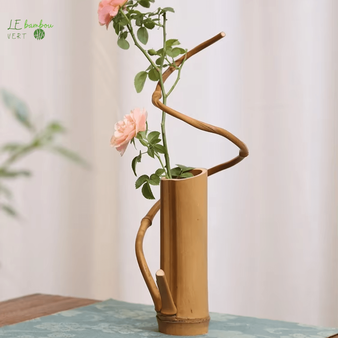 Vase à Fleurs en Tube de Bambou Minimaliste le bambou vert