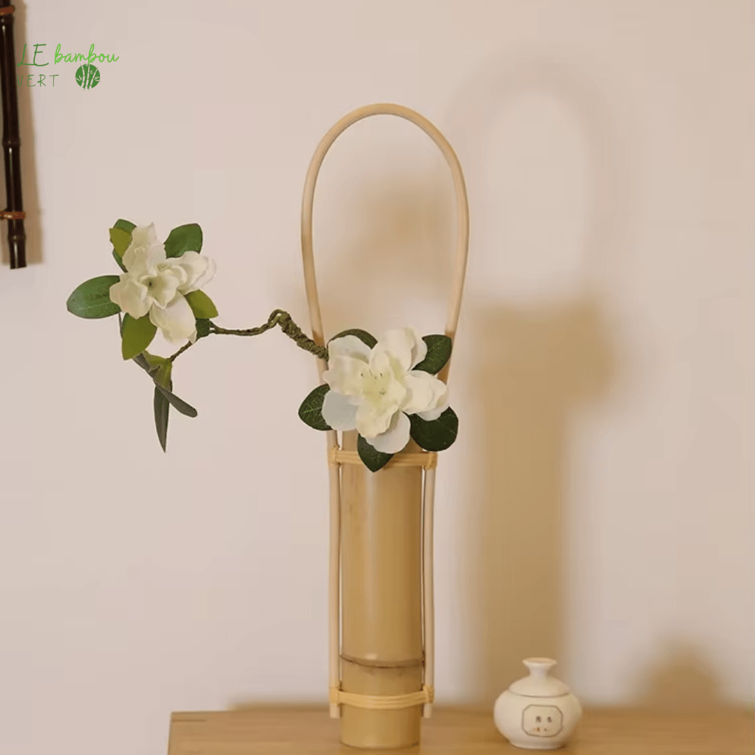 Vase à Fleurs en Tube de Bambou Minimaliste le bambou vert