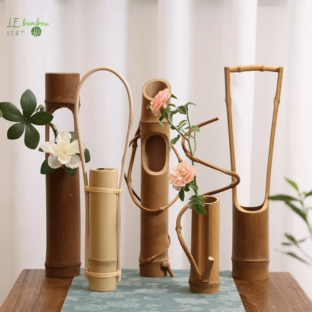 Vase à Fleurs en Tube de Bambou Minimaliste le bambou vert