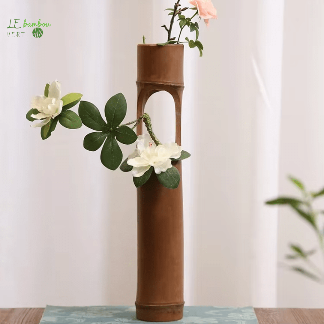 Vase à Fleurs en Tube de Bambou Minimaliste le bambou vert