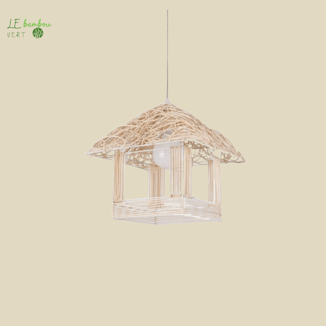 Plafonnier Bambou style Maison de Paille le bambou vert