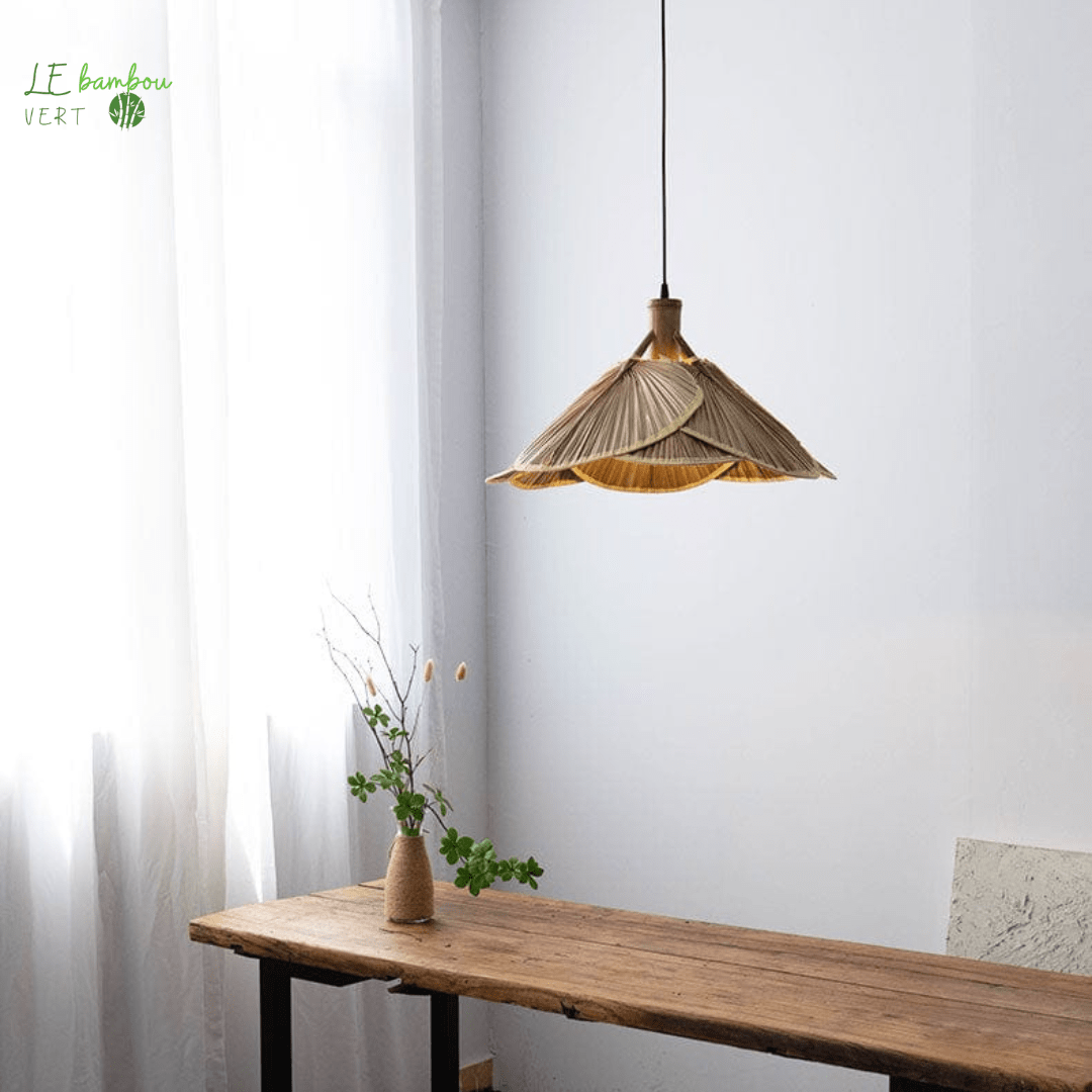 Suspension luminaire Bambou style feuillage 1005005426691158-Dia 60CM le bambou vert