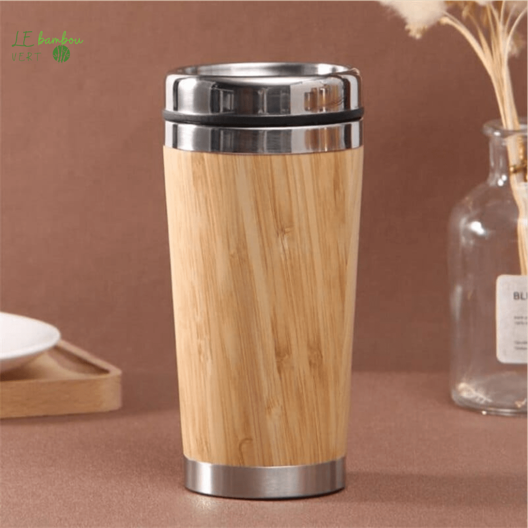 Thermos en Bambou et Acier Inoxydable Style Tasse 450ml 3256804452524762-F-450ml-<500ml le bambou vert