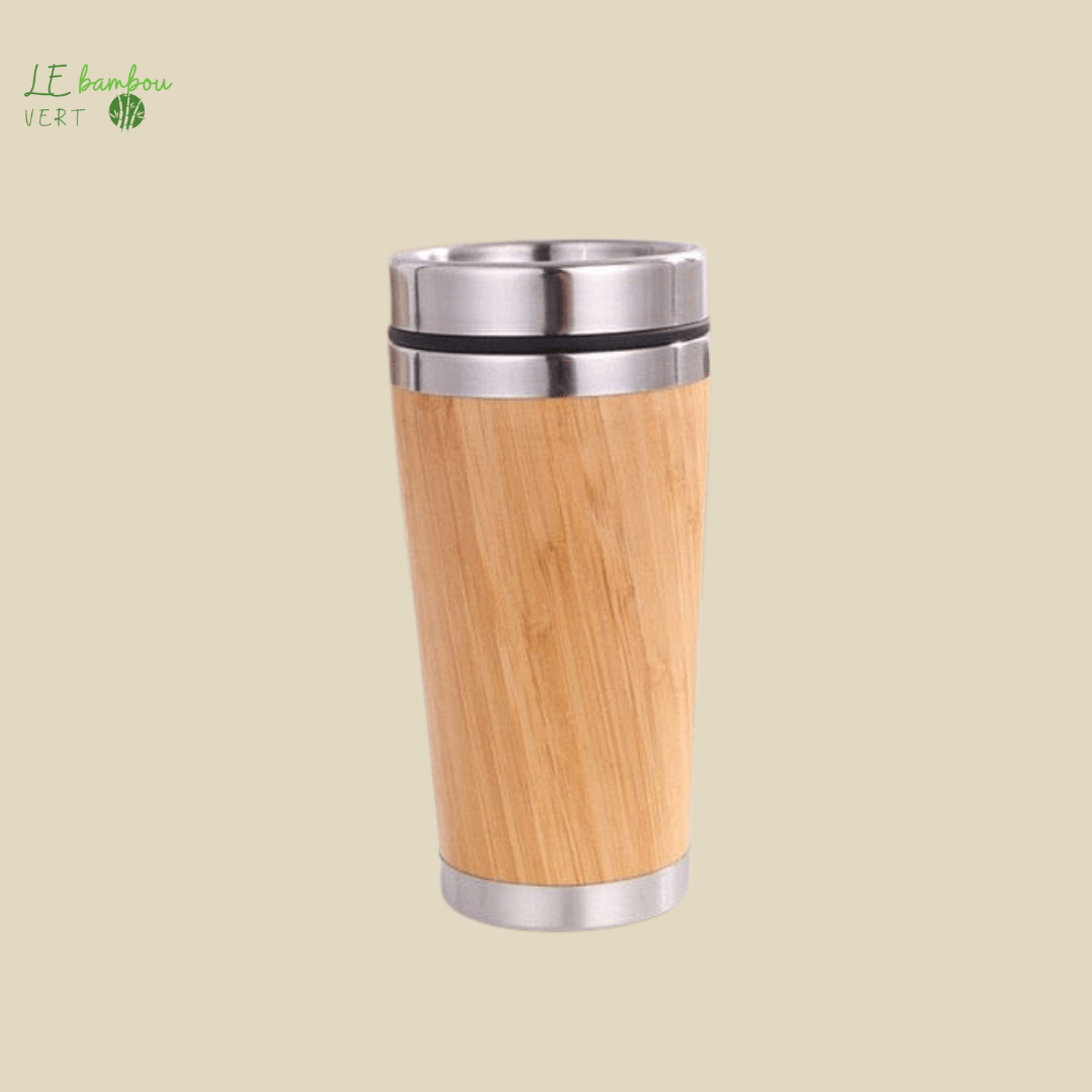 Mug Thermos en Bambou et Acier Inoxydable le bambou vert