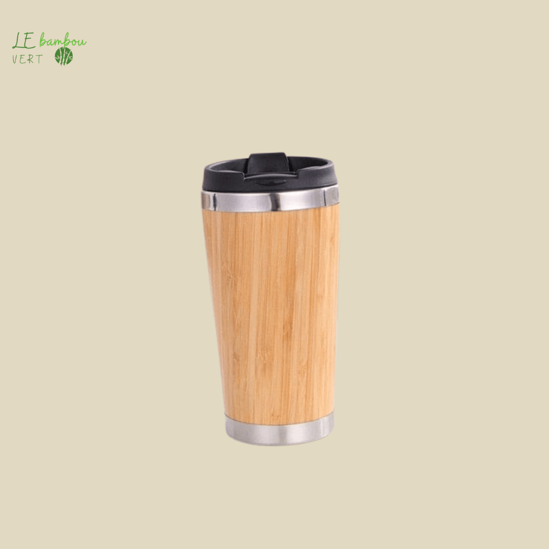 Mug Thermos en Bambou et Acier Inoxydable le bambou vert