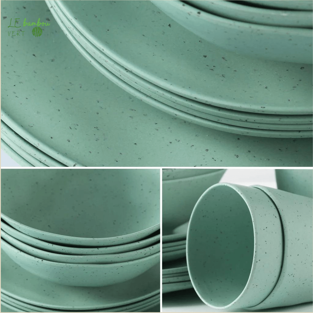 Set de 16 pièces en Fibre de Bambou vert 2255800543346341-16pcs for 4 person 2-United States le bambou vert