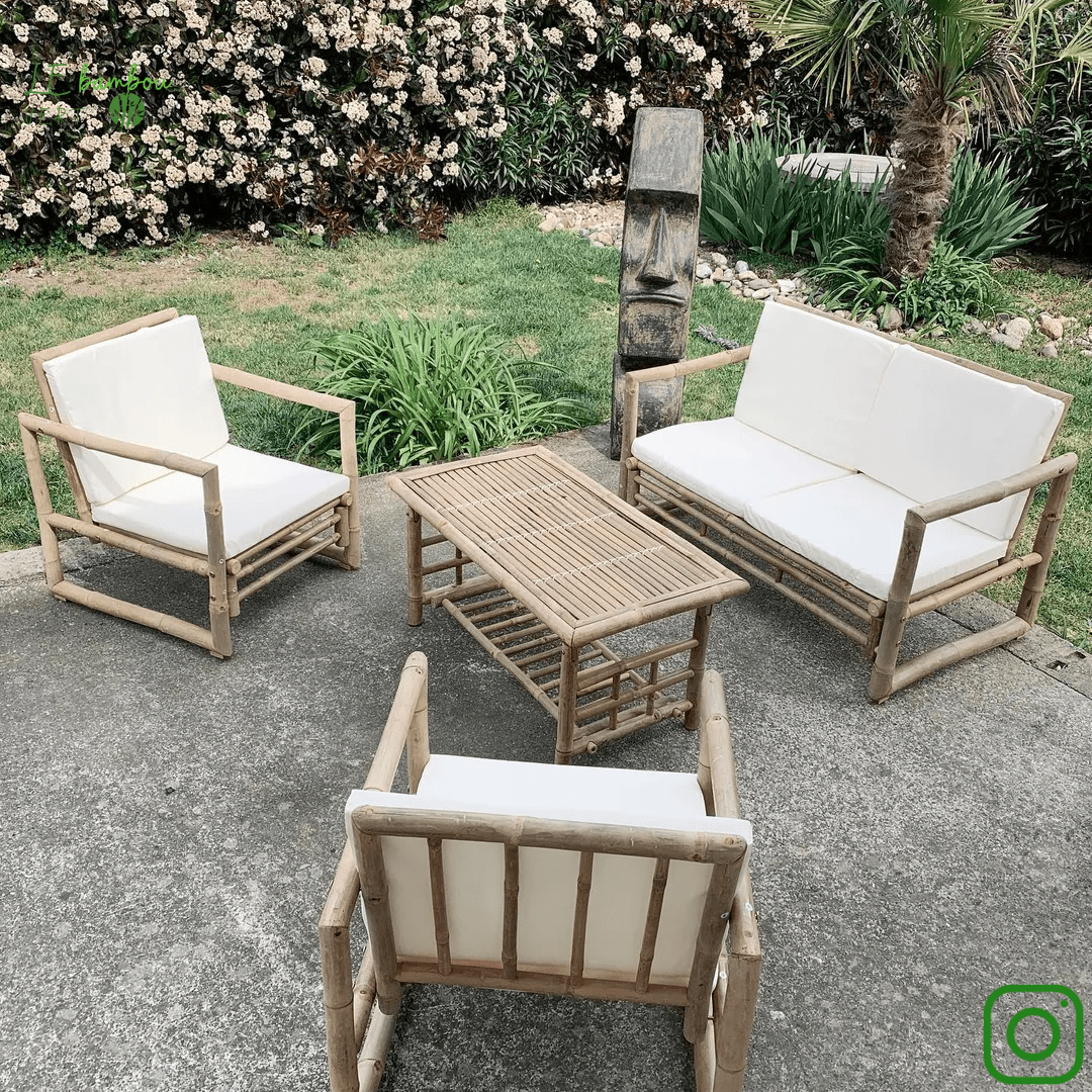 Salon de jardin en gros bambou 4 pcs le bambou vert